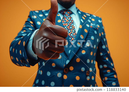 Young businessman gives a thumbs-up 118833140