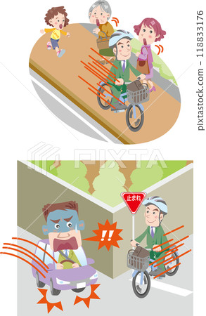 Traffic safety <Bicycle traffic rules (blue ticket), stop, speed up and ride on the sidewalk> 118833176
