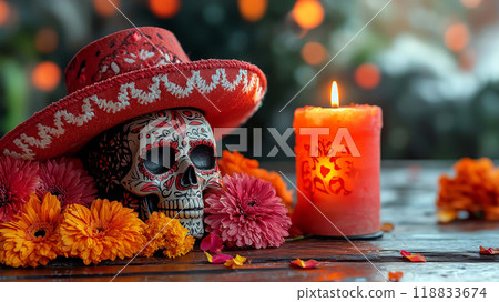 Dia de los Muertos, Candlelight Brightens Altars for a Beautiful Remembrance Dia de los Muertos, Candlelight Brightens Altars for a Beautiful Remembrance 118833674