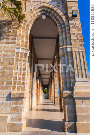 Arch on Nha Trang Cathedral or Stone Church or Christ the King Cathedral in Vietnam Arch on Nha Trang Cathedral or Stone Church or Christ the King Cathedral in Vietnam 118833686