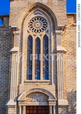 Facade on Nha Trang Cathedral or Stone Church or Christ the King Cathedral in Vietnam Facade on Nha Trang Cathedral or Stone Church or Christ the King Cathedral in Vietnam 118833688