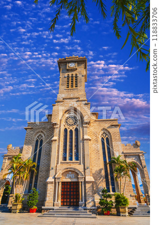 Exterior of Stone Church Nha Trang Cathedral or Christ the King Cathedral in summer in Vietnam Exterior of Stone Church Nha Trang Cathedral or Christ the King Cathedral in summer in Vietnam 118833706