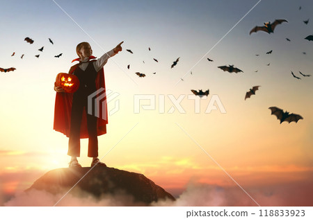 child in vampire costume at Halloween 118833923