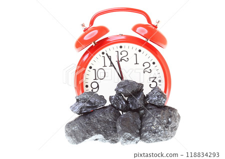 Pieces of coal isolated on white background 118834293