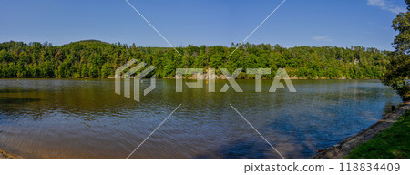 HDR panorama of landscape with water. Brno Dam - Czech Republic - city of Brno. Beautiful shot of nature. Concept for environment and ecology. HDR panorama of landscape with water. Brno Dam - Czech Republic - city of Brno. Beautiful shot of nature. Concept for environment and ecology. 118834409