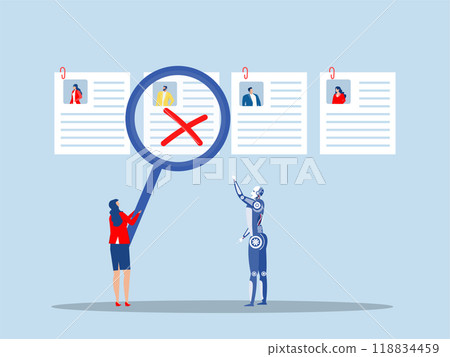 layoff staff,Robots replace people businesswoman HR choose redundancy employee.job loss in recession, economic recession,dismiss redundant staff layoff staff,Robots replace people businesswoman HR choose redundancy employee.job loss in recession, economic recession,dismiss redundant staff 118834459