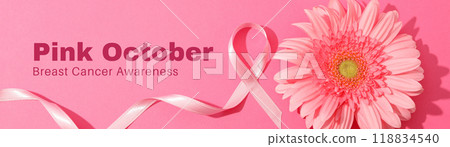 A beautiful thematic card for breast cancer month 118834540