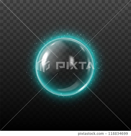Glowing glass ball 3d vector illustration Glowing glass ball 3d vector illustration 118834699