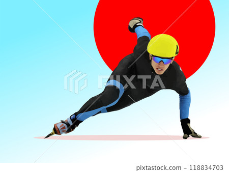 Short Track Speed Skating. 3d vector color illustration Short Track Speed Skating. 3d vector color illustration 118834703