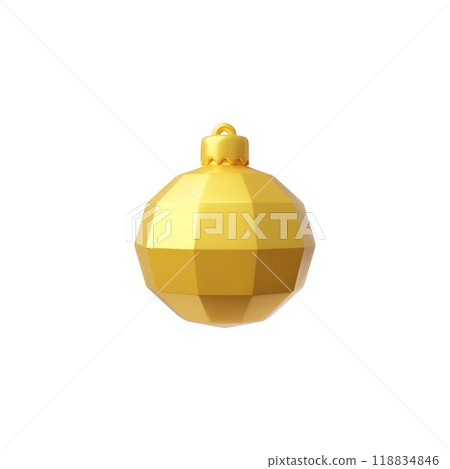 3d vector illustration of a golden polygonal Christmas tree ball on a white background 3d vector illustration of a golden polygonal Christmas tree ball on a white background 118834846