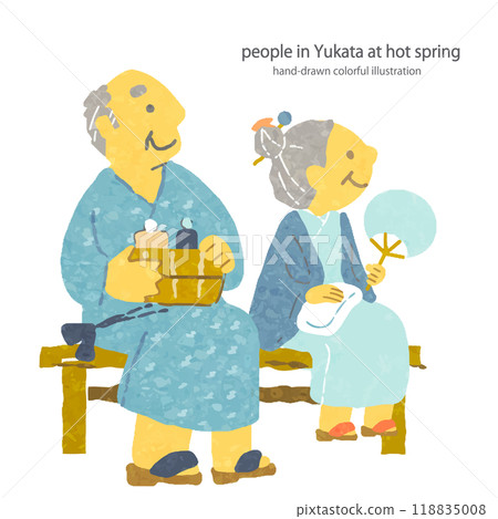 Hot spring guests: Stylish and colorful hand-drawn illustrations 118835008