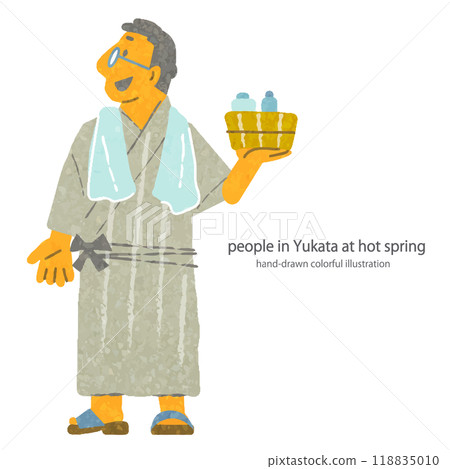 Hot spring guests: Stylish and colorful hand-drawn illustrations Hot spring guests: Stylish and colorful hand-drawn illustrations 118835010