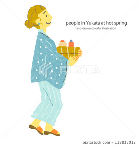 Hot spring guests: Stylish and colorful hand-drawn illustrations 118835012