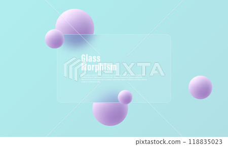 Website landing page template. Glass partition background with floating blue spheres. 118835023