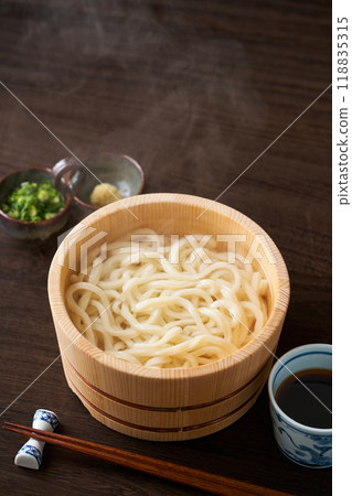 Udon noodle with fried noodles 118835315