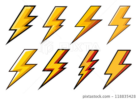 Thunderbolt vector set isolated on white background 118835428