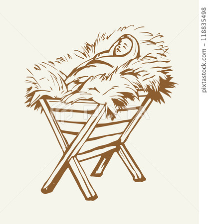 Newborn baby Jesus. Vector drawing Newborn baby Jesus. Vector drawing 118835498