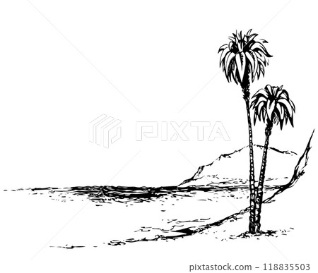 Vector landscape. Sketch of sea side Vector landscape. Sketch of sea side 118835503