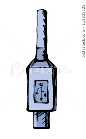 Cord for charging the phone. Vector drawing Cord for charging the phone. Vector drawing 118835528