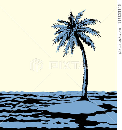 Small desert island. Vector drawing 118835546