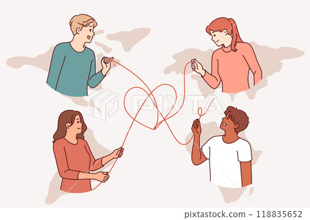 International community students communicating via internet, participating in volunteer activities 118835652