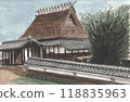 An old private house with a thatched roof 118835963