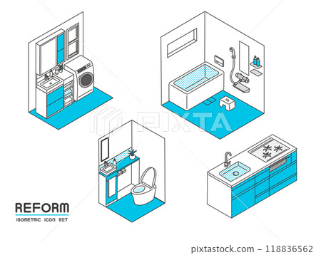 Isometric vector illustration material related to renovation 118836562