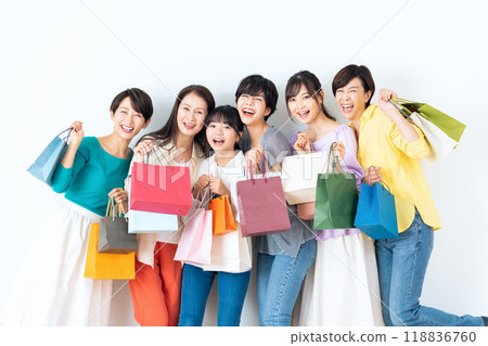 Multi-generational women on a white background Multi-generational women on a white background 118836760