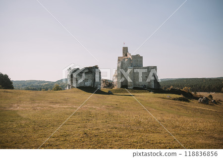 Ruins of medieval castle Mirow in Poland 118836856