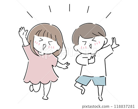 Yay! This is fun! Two kids dancing Yay! This is fun! Two kids dancing 118837281