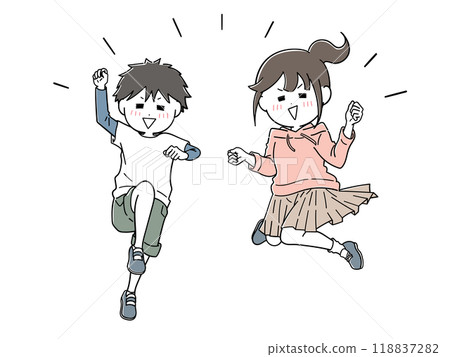 It's fun! Two elementary school children having fun 118837282