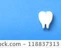 Beautiful teeth and blue background with text space 118837313