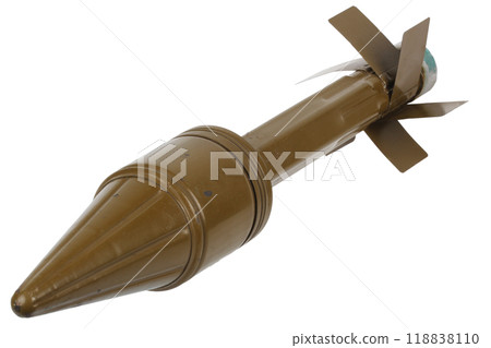 anti tank rocket propelled grenade with HEAT warhead for rpg 2 rocket propelled grenade launcher isolated on white anti tank rocket propelled grenade with HEAT warhead for rpg 2 rocket propelled grenade launcher isolated on white 118838110