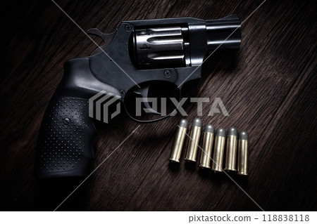 Noir concept - revolver gun with cartridges Noir concept - revolver gun with cartridges 118838118