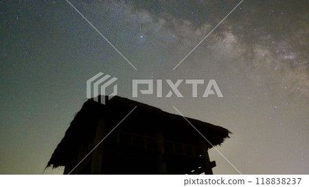Hara no Tsuji Ruins with a watchtower and a pit dwelling where you can see the Milky Way galaxy 118838237