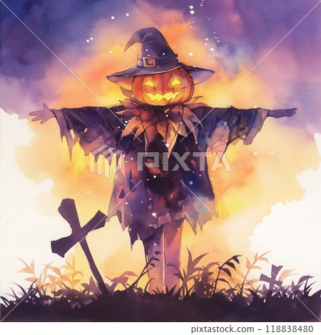 Scarecrow in Halloween Night 118838480