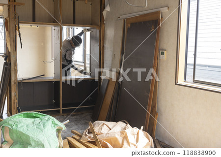 Interior demolition site Interior demolition site 118838900