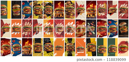 Mega collection of 36 social media story background burger. used for fast food restaurant advertising Mega collection of 36 social media story background burger. used for fast food restaurant advertising 118839099