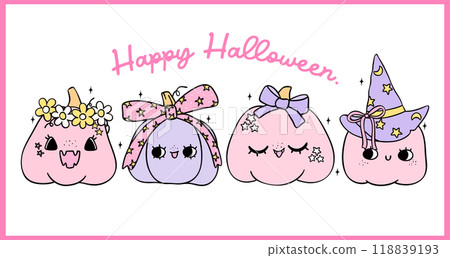Retro Pink Pastel Halloween Pumpkins banner purple Coquette Spooky Cute Cartoon doodle drawing t shirt printable design Retro Pink Pastel Halloween Pumpkins banner purple Coquette Spooky Cute Cartoon doodle drawing t shirt printable design 118839193