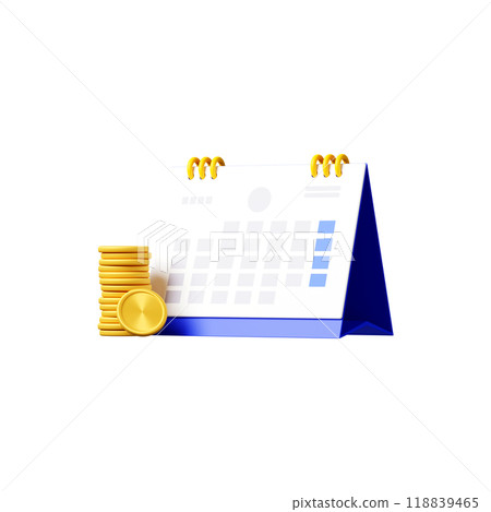 3DCG | Desk calendar and money, payment cycle, payment site, payment date, closing date 118839465