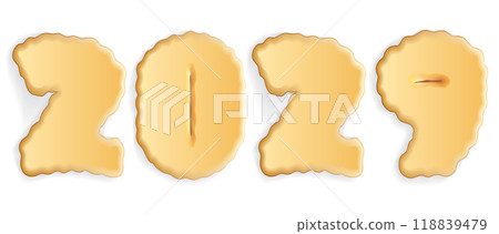 New year figures from cakes. Vector drawing 118839479