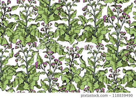 Big blooming burdock. Vector drawing pattern 118839490