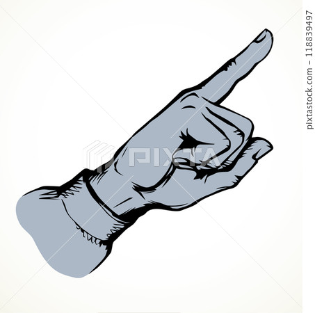 Finger pointing to an object. Vector drawing Finger pointing to an object. Vector drawing 118839497