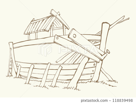 Unfinished Noah's Ark. Vector drawing Unfinished Noah's Ark. Vector drawing 118839498