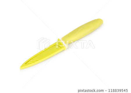 Fly swatter yellow isolated on white background 118839545