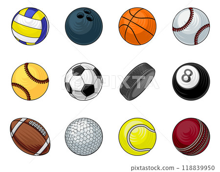 Sport Ball Set Sports Balls Cartoon Games Icons 118839950