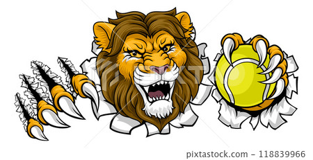 Lion Tennis Ball Animal Sports Team Mascot 118839966