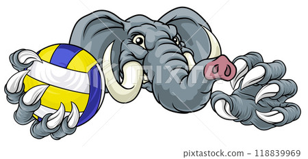 Elephant Volleyball Volley Ball Animal Mascot Elephant Volleyball Volley Ball Animal Mascot 118839969