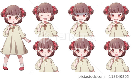 彷彿置身於動畫奇幻世界的少女全身像以及上半身表情的差異 118840205