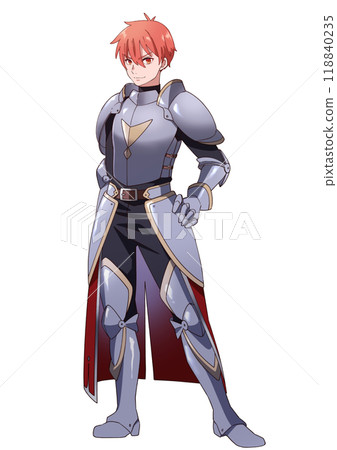 Full-body portrait of a young knight in an anime-style fantasy world 118840235